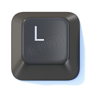 黑色电脑键盘按键 Letter L 3D
