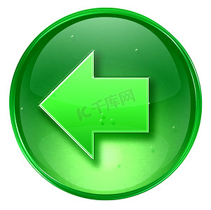 左转弯箭头摄影照片_箭头左图标绿色，孤立在白色背景上。