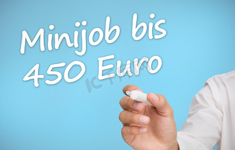 bis摄影照片_商人用记号笔写 minijob bis 450 欧元