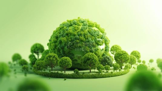 地球日绿色背景图片_绿色环保节能地球3D立体