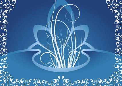 蓝色花卉元素的创意背景，矢量 i