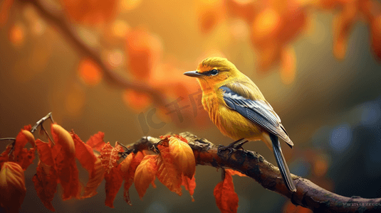 一只正坐在树上的鸟