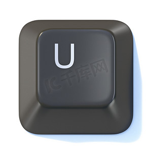 黑色电脑键盘按键字母 U 3D