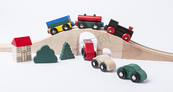 汽车和火车的玩具交通