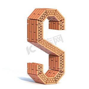 3d积木摄影照片_砖墙字体 Letter S 3D