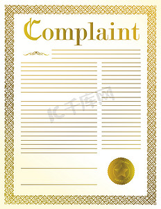 公司印章摄影照片_带有金色印章的投诉法律文件插图设计