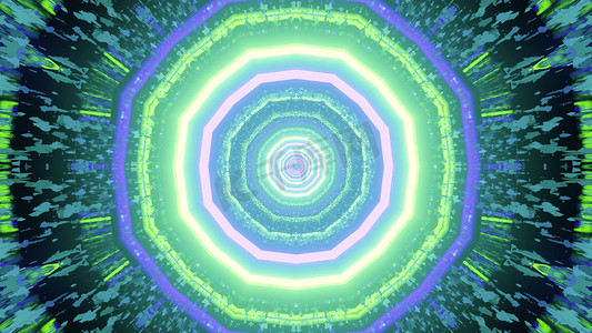 迷宫中发光的彩色霓虹灯的 3D 插图