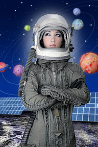 宇航员飞船飞机头盔时尚女人