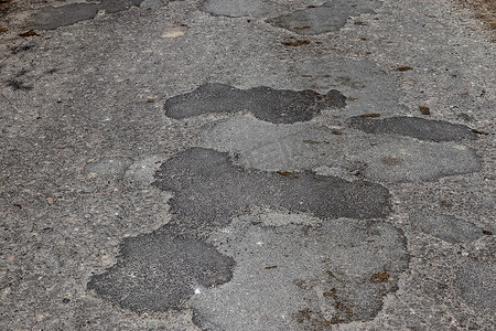 不同街道和道路沥青表面的详细视图