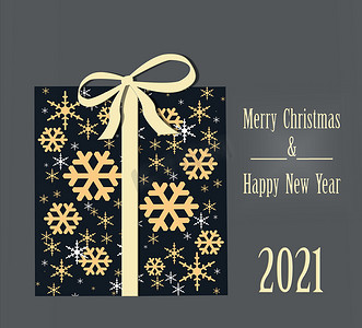 贺卡概念上写着“圣诞快乐”和“2021 年新年快乐”。