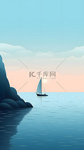 简约海洋孤帆背景