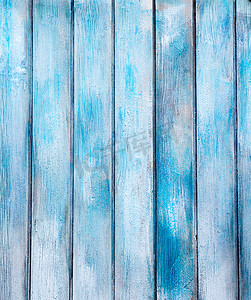 蓝色彩绘背景摄影照片_年迈的蓝漆 grunge 木材纹理