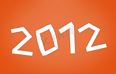 新的 2012 年与橙色背景。