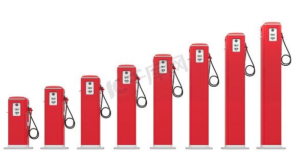 工业价格摄影照片_燃料价格：被隔绝的红色汽油泵图表