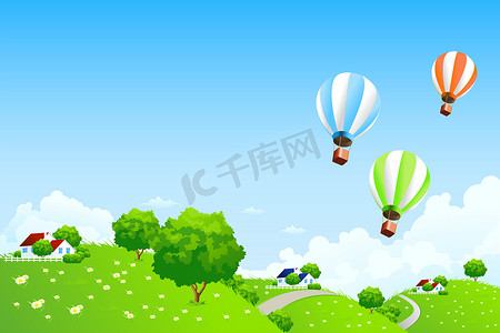 带气球的绿色景观