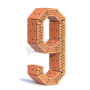 砖墙字体编号 9 NINE 3D