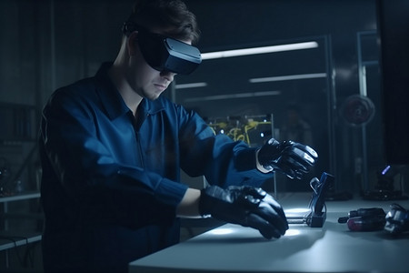 人机器人 3d 眼镜技术虚拟未来创新三维数字机器人工程师。