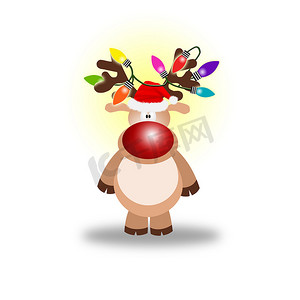 圣诞节用彩灯装饰的驯鹿