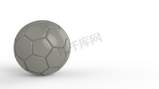 灰色足球塑料皮革金属织物球隔离在黑色背景上。