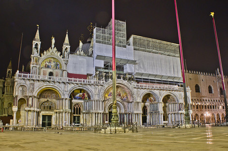 威尼斯，圣马可广场，旧城夜景，意大利，欧洲