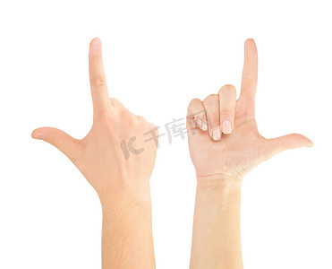 手指指向、触摸或按压在白色上隔离。