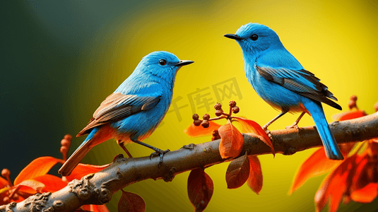 树枝上小鸟摄影照片_一只蓝色的小鸟坐在树枝上