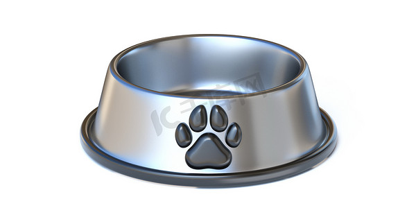 狗狗吃东西摄影照片_不锈钢宠物食碗 3D