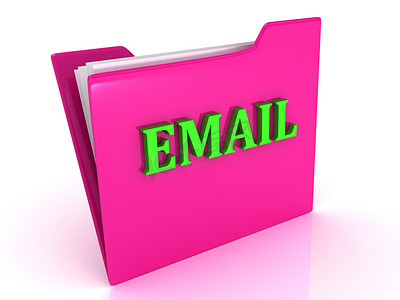 粉红色文件夹上的 EMAIL 亮绿色字母