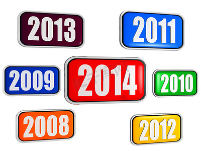 新的一年 2014 年和往年的彩色横幅