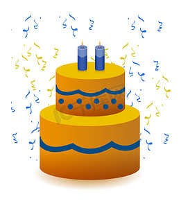 插画生日蛋糕摄影照片_五颜六色的生日蛋糕插画设计在白色上被隔离