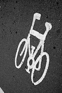 线条指示摄影照片_在地板上的自行车标志