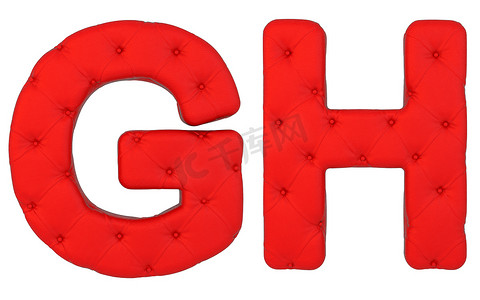 字体排版摄影照片_豪华红色皮革字体 G H 字母