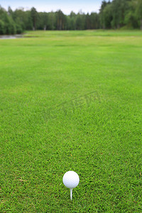 在绿草背景的高尔夫球