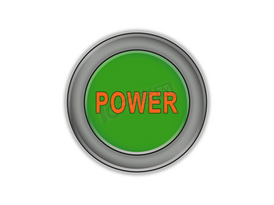 大容量绿色按钮，上面写着 POWER，白色背景