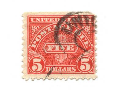 美国 5 美元的旧邮票