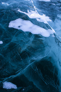 冰湖表面的冰纹，自然背景图像
