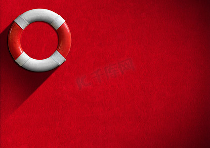 帮助器摄影照片_帮助概念-红色和白色救生圈