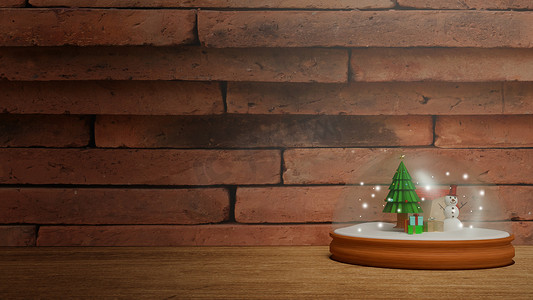 水晶球圣诞节摄影照片_圣诞节内容 3d 渲染的雪水晶球。