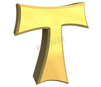 金色的 tau 十字架 - 3D