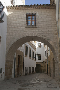 巴埃萨世界遗产城市的典型街道，钟楼旁的巴巴卡纳街，巴埃萨，哈恩省，西班牙安达卢西亚