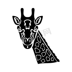 长颈鹿的手绘抽象肖像，用于纹身、标志、墙壁装饰、T 恤印花设计或外套。