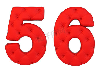 豪华红色皮革字体 5 6 数字