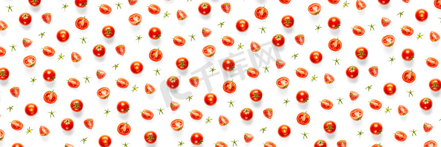 红创意摄影照片_横幅-红番茄的创意背景。
