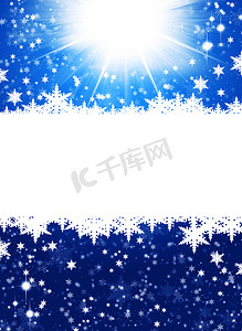 雪花元素摄影照片_抽象蓝色背景上的雪花
