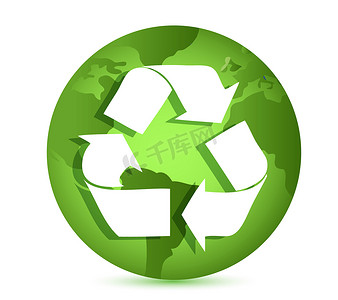 地球地球上的回收符号概念图
