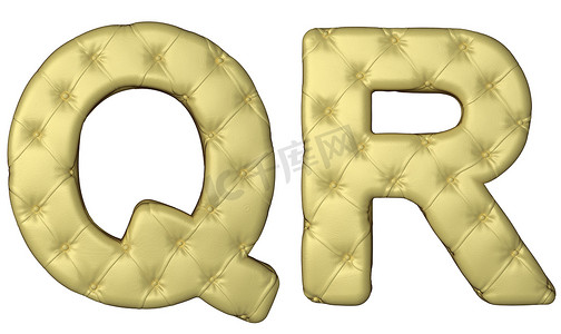 豪华米色皮革字体 Q R 字母
