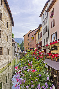阿讷西在阿尔卑斯山，旧城运河景观，法国