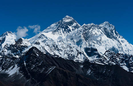 洛子峰摄影照片_喜马拉雅山的珠穆朗玛峰、长孜峰、洛子峰和努子峰