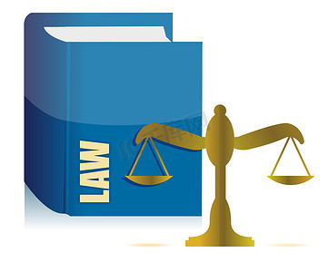白色的法律书籍和平衡插图设计