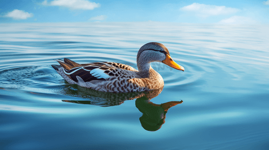 一只漂浮在水面上的鸭子